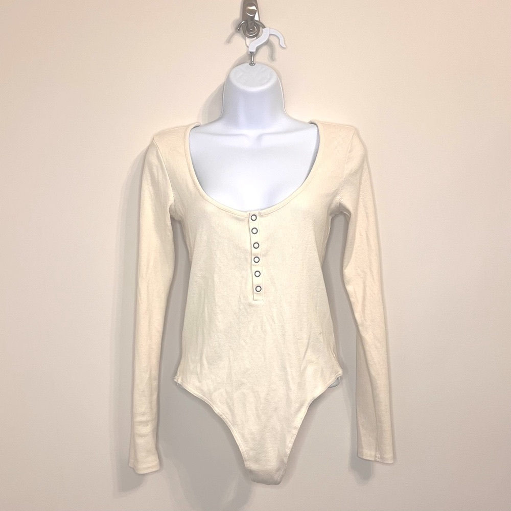 Cream Open Edit Bodysuit (no snaps)